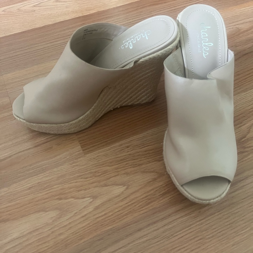 Allegra K Beige Open-Toe Wedges